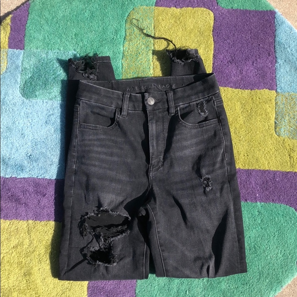american eagle super stretch ripped skinny jeans